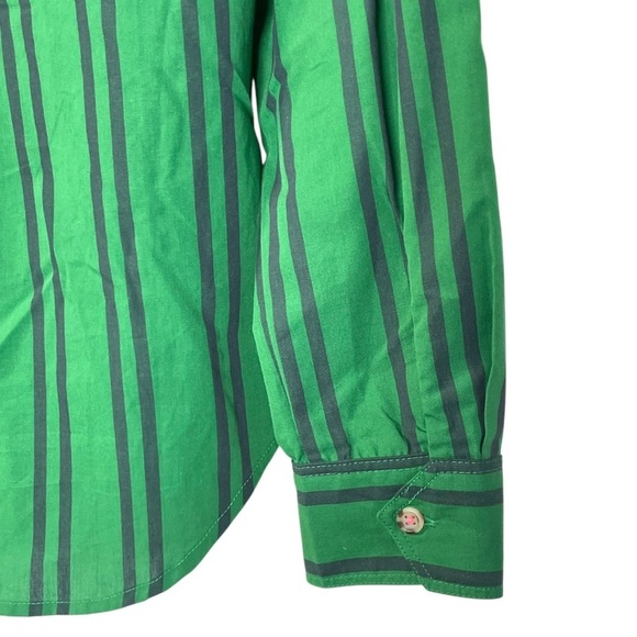 Maeve Anthropologie Striped Button Down Shirt Womens 6 Green Blue Cottagecore - Picture 8 of 10
